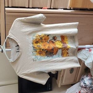 Isaac Morris Vincent Van Gogh Sunflowers Long Cropped Top Size S